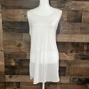 Emma’s Closet white super soft basic tank top sheer bottom size Large Tunic